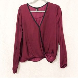 Forever 21 Maroon Burgundy Long Sleeve Blouse